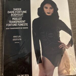Sheer Dark Fortune L/XL Black Bodysuit from Spirit Halloween Adult Women's